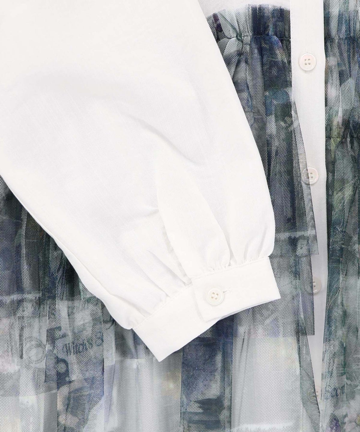 魔女の秘密柄チュール重ね異素材切替シャツワンピース-21