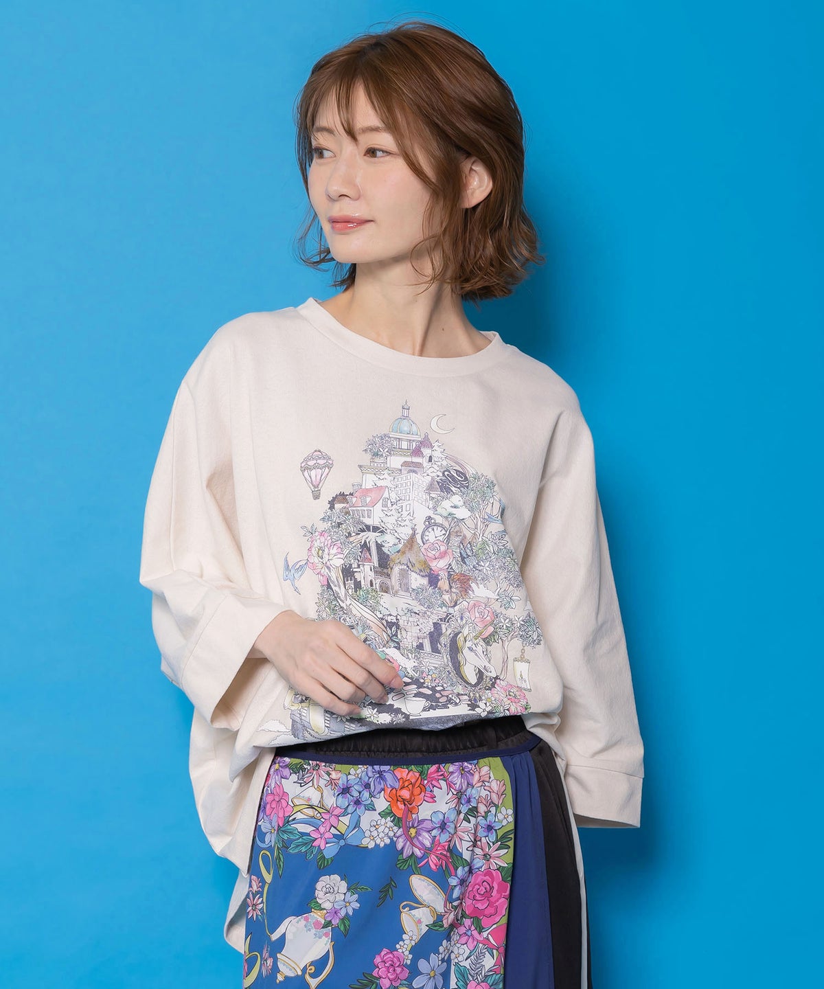 ツリーハウス柄麻タッチコットンプルオーバー-3