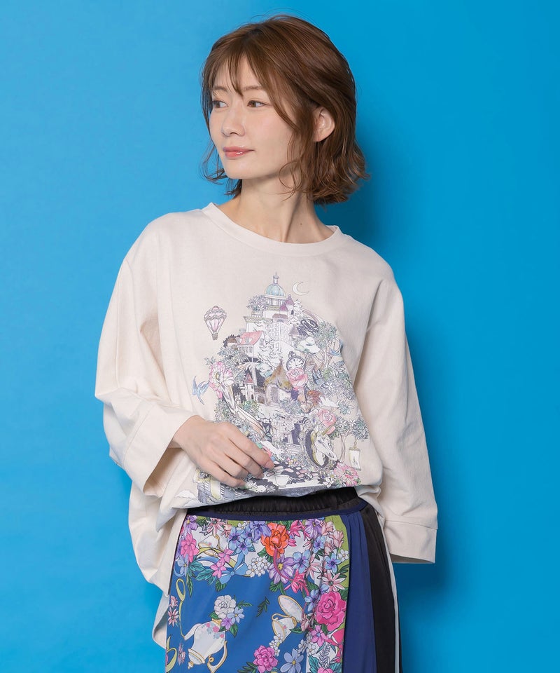 ツリーハウス柄麻タッチコットンプルオーバー-3