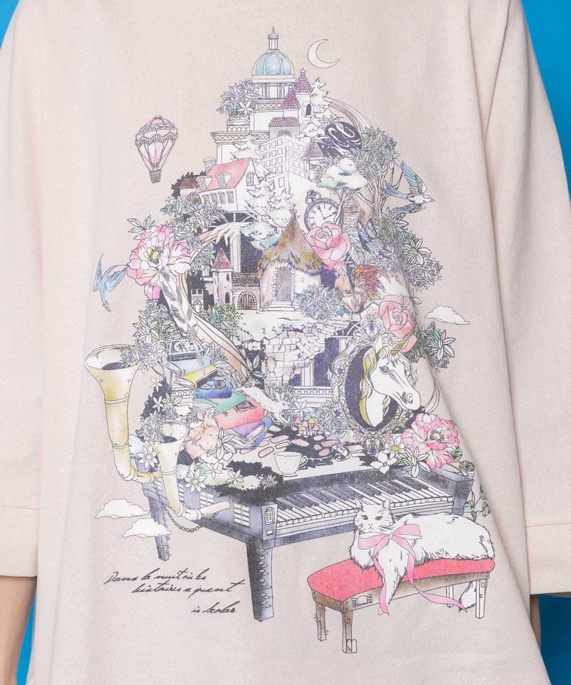 ツリーハウス柄麻タッチコットンプルオーバー-7