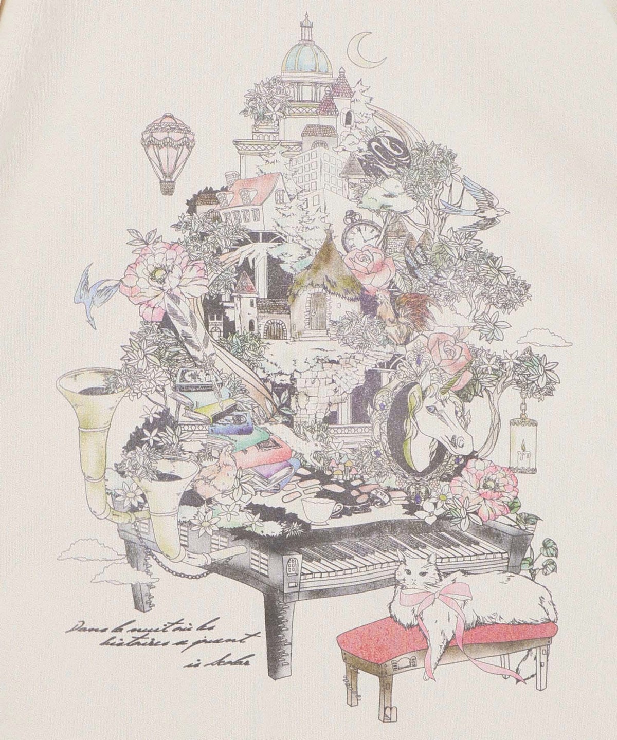 ツリーハウス柄麻タッチコットンプルオーバー-9