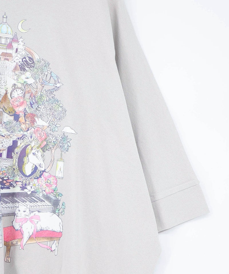 ツリーハウス柄麻タッチコットンプルオーバー-15