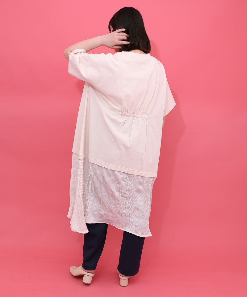 箔ラメ入りツリーハウス柄プリーツ切替ワンピース-4