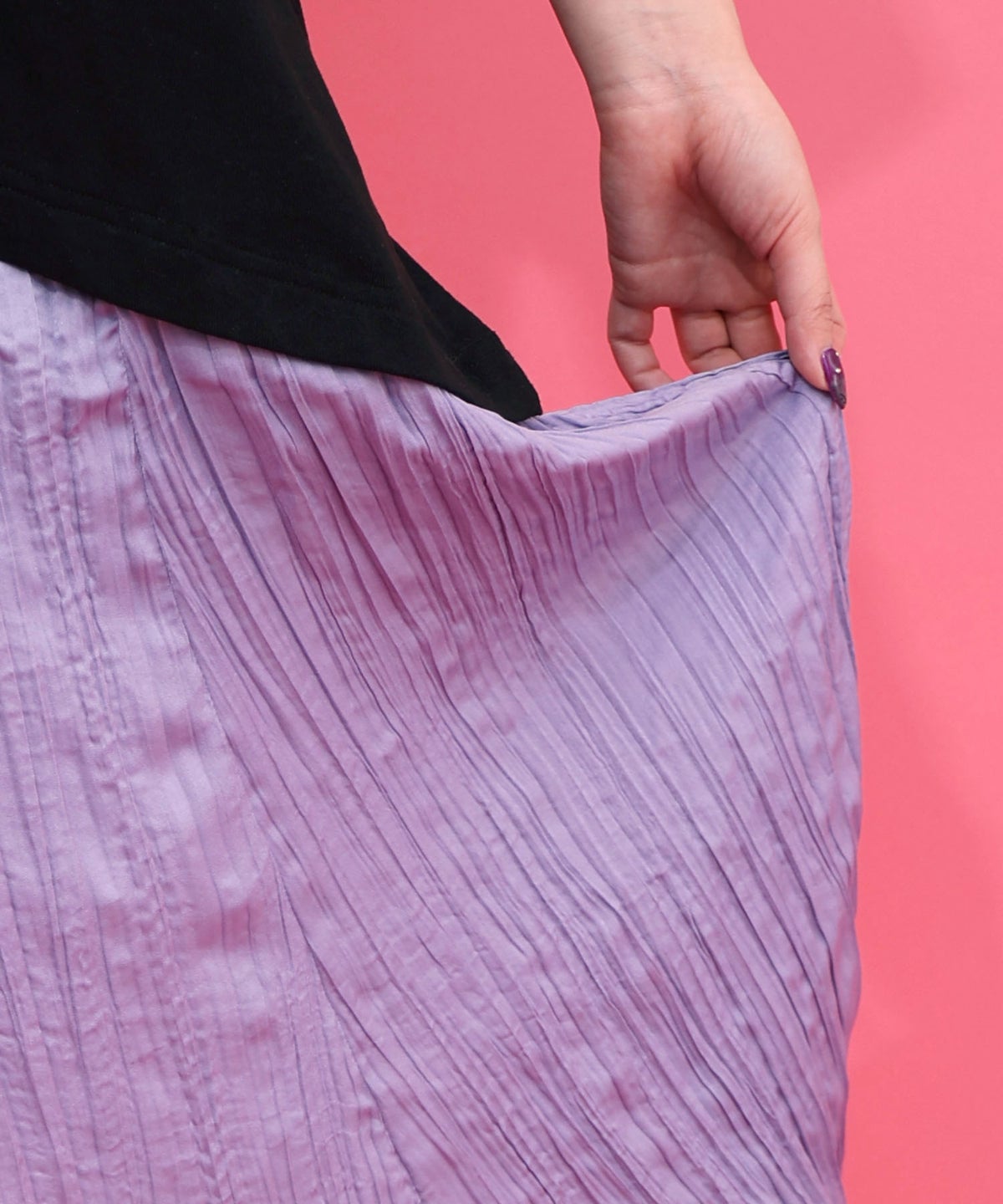 箔ラメ入りツリーハウス柄プリーツ切替ワンピース-13