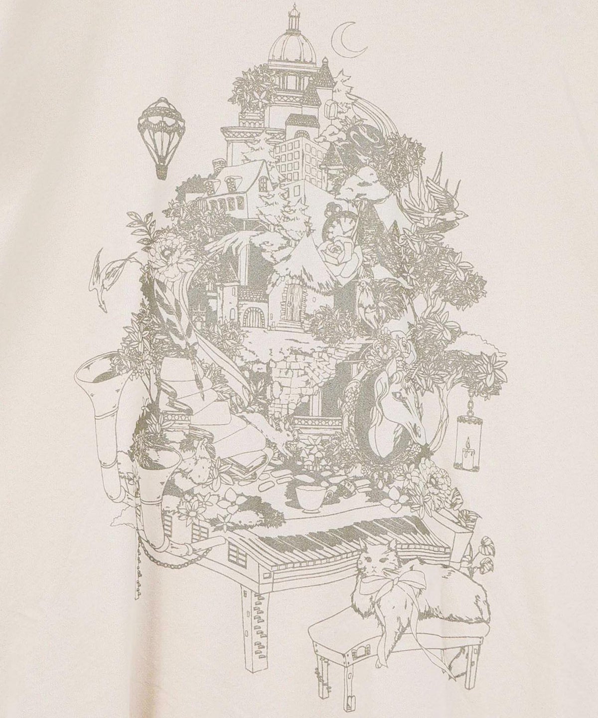 箔ラメ入りツリーハウス柄プリーツ切替ワンピース-16