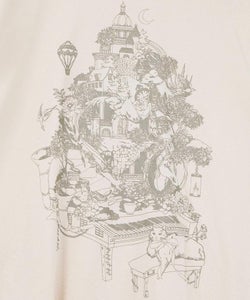 箔ラメ入りツリーハウス柄プリーツ切替ワンピース-16