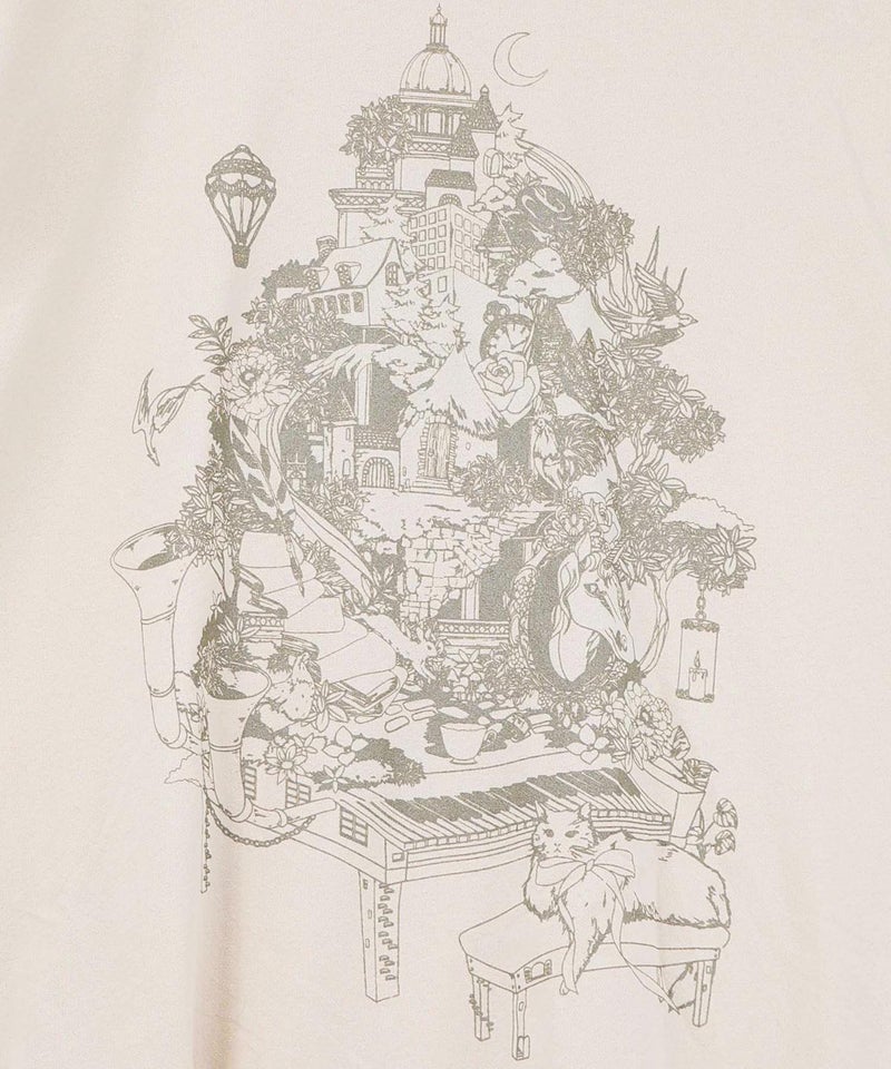 箔ラメ入りツリーハウス柄プリーツ切替ワンピース-16