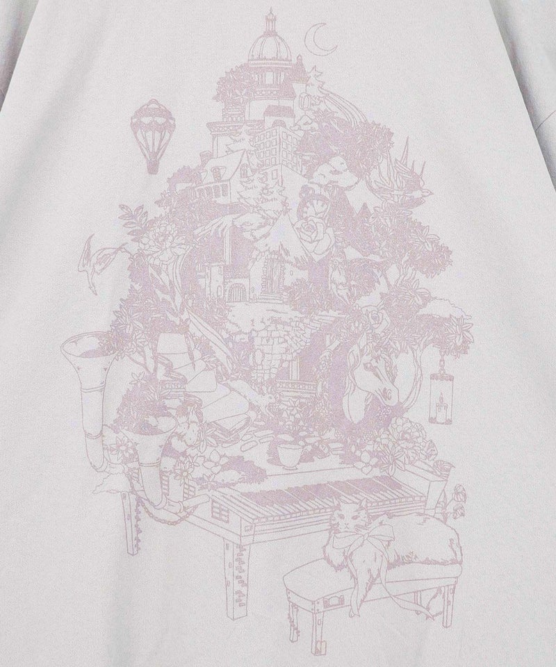 箔ラメ入りツリーハウス柄プリーツ切替ワンピース-19