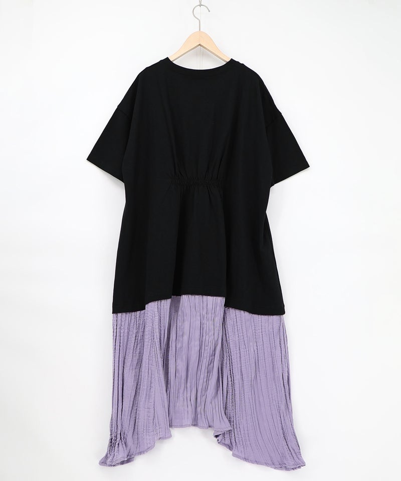 箔ラメ入りツリーハウス柄プリーツ切替ワンピース-21