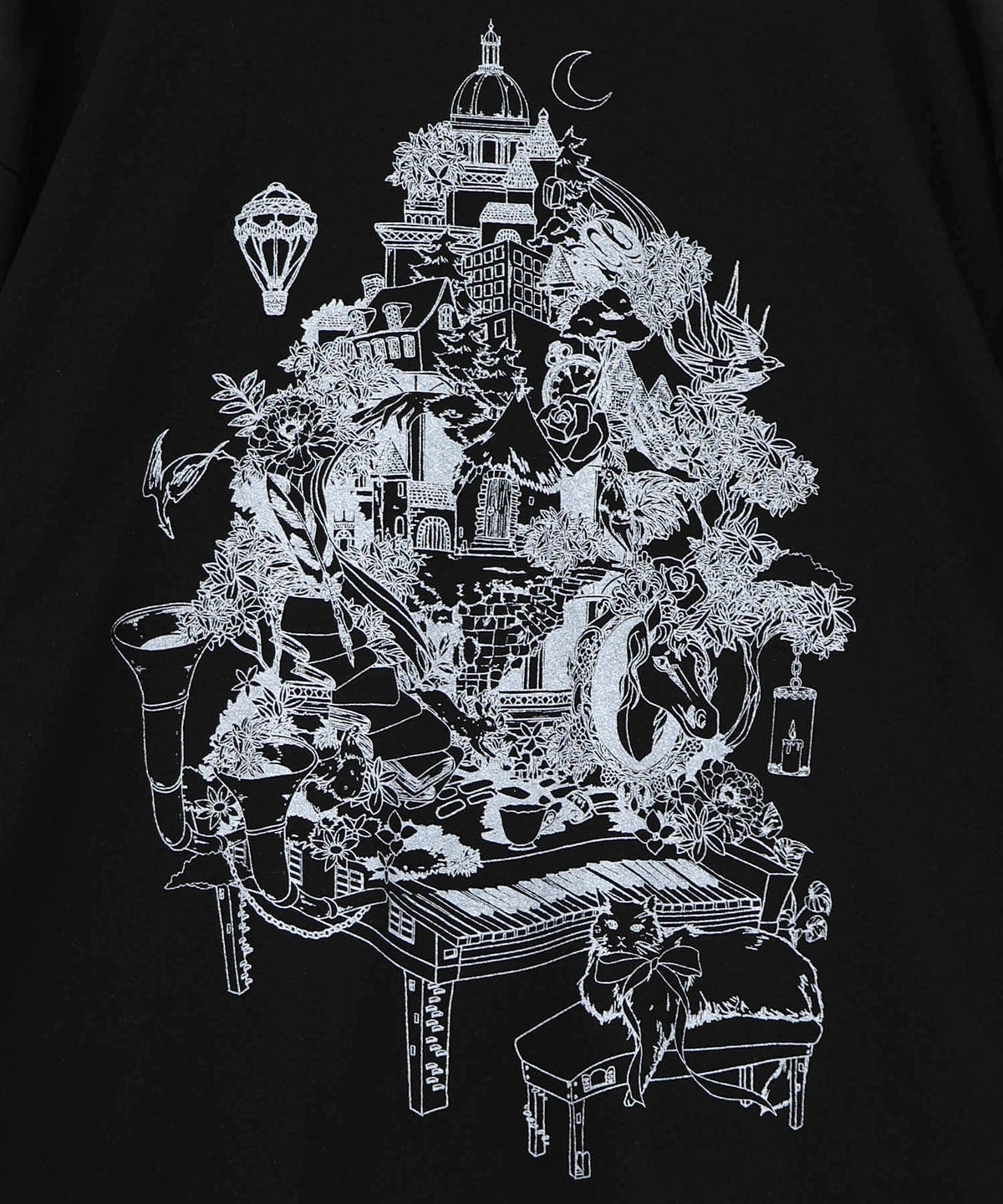 箔ラメ入りツリーハウス柄プリーツ切替ワンピース-22