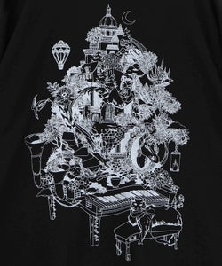 箔ラメ入りツリーハウス柄プリーツ切替ワンピース-22