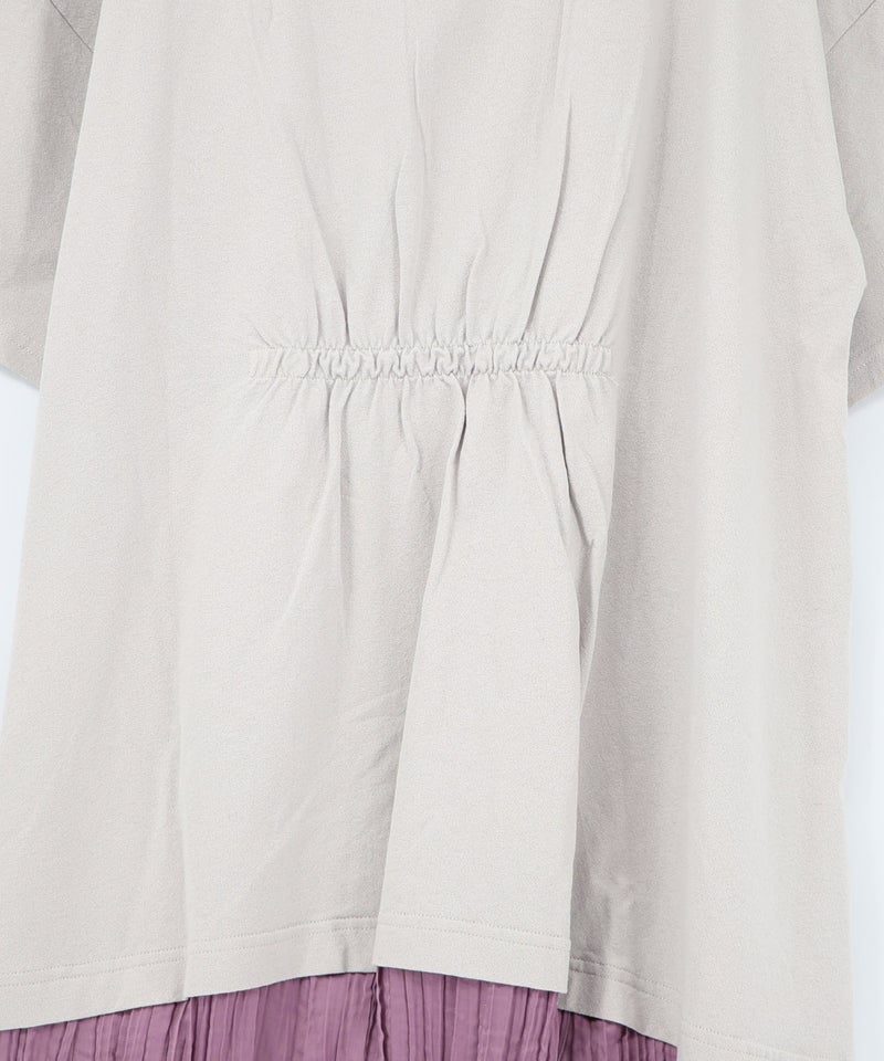 箔ラメ入りツリーハウス柄プリーツ切替ワンピース-26