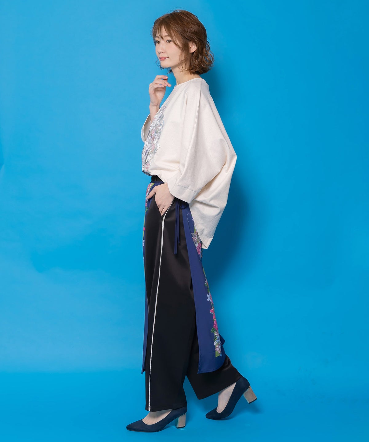 スカーフ柄巻きスカート付きパンツ-3