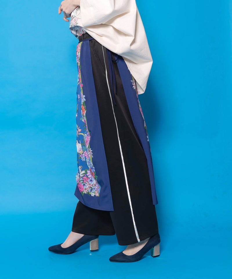 スカーフ柄巻きスカート付きパンツ-5