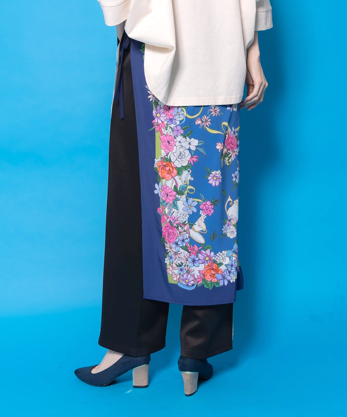 スカーフ柄巻きスカート付きパンツ-6