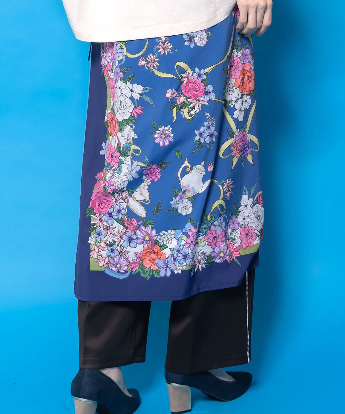 スカーフ柄巻きスカート付きパンツ-9