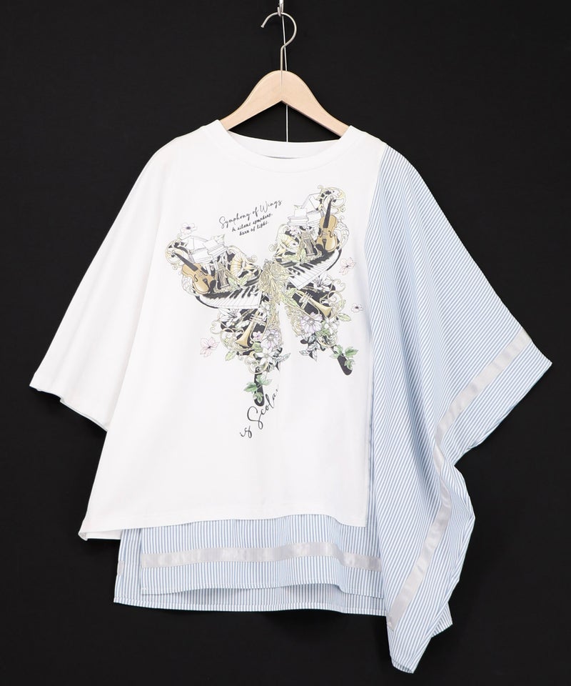 ラメ入りアンティーク柄アシメ異素材切替PO-11