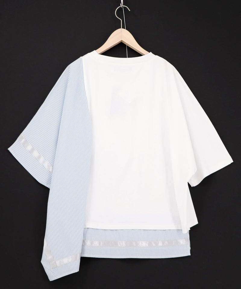 ラメ入りアンティーク柄アシメ異素材切替PO-12