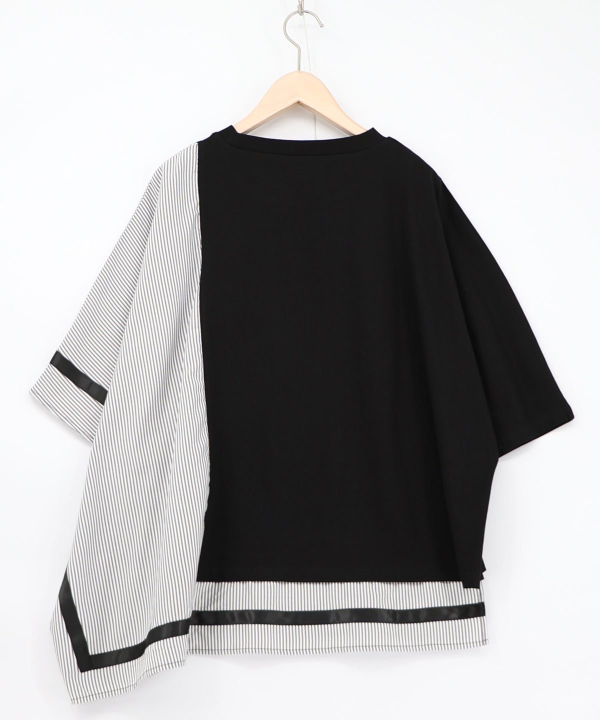 ラメ入りアンティーク柄アシメ異素材切替PO-15