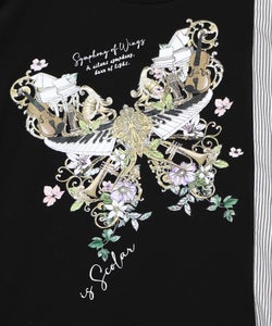 ラメ入りアンティーク柄アシメ異素材切替PO-16