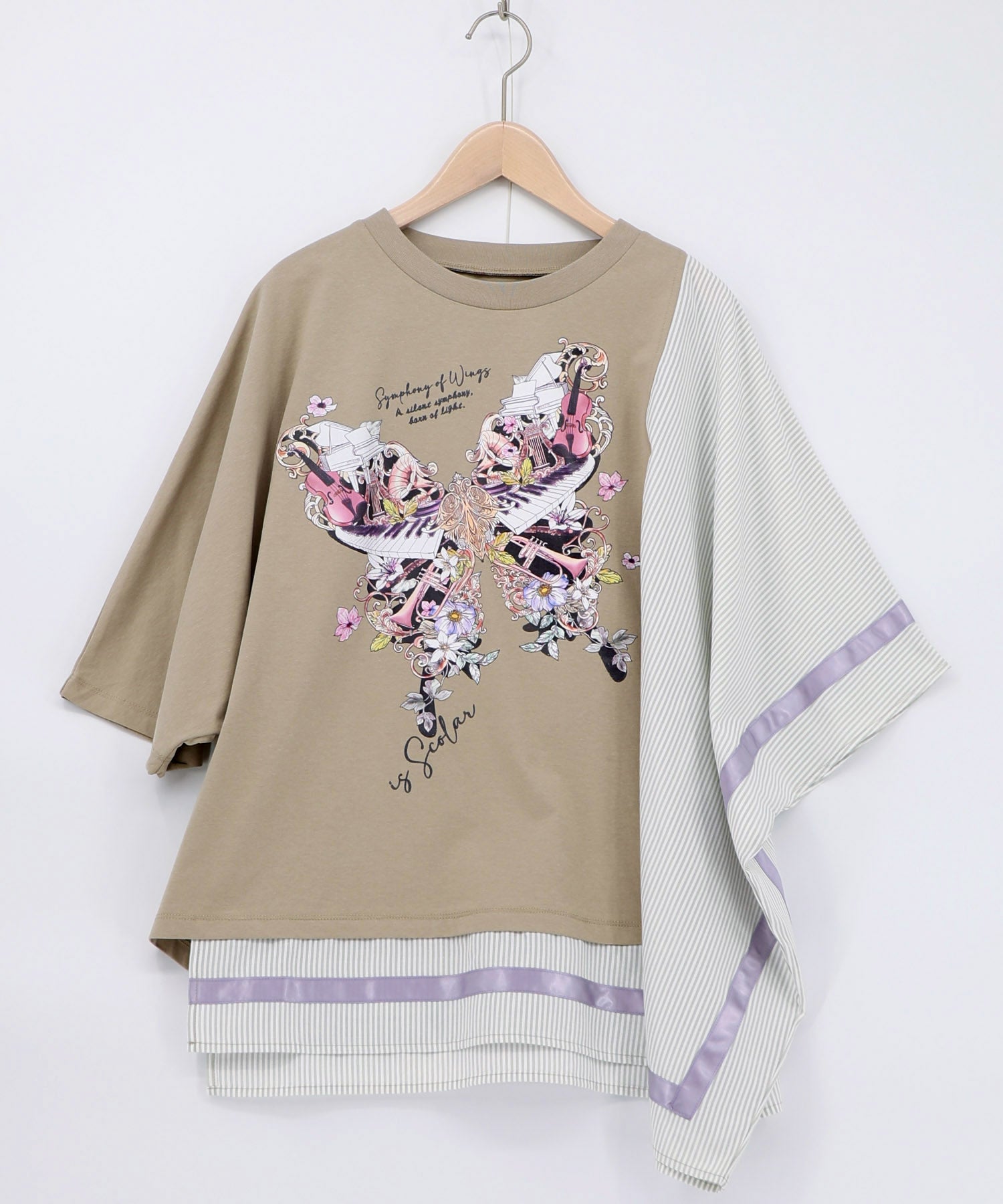 561225：ラメ入りアンティーク柄アシメ異素材切替POの通販-ScoLar
