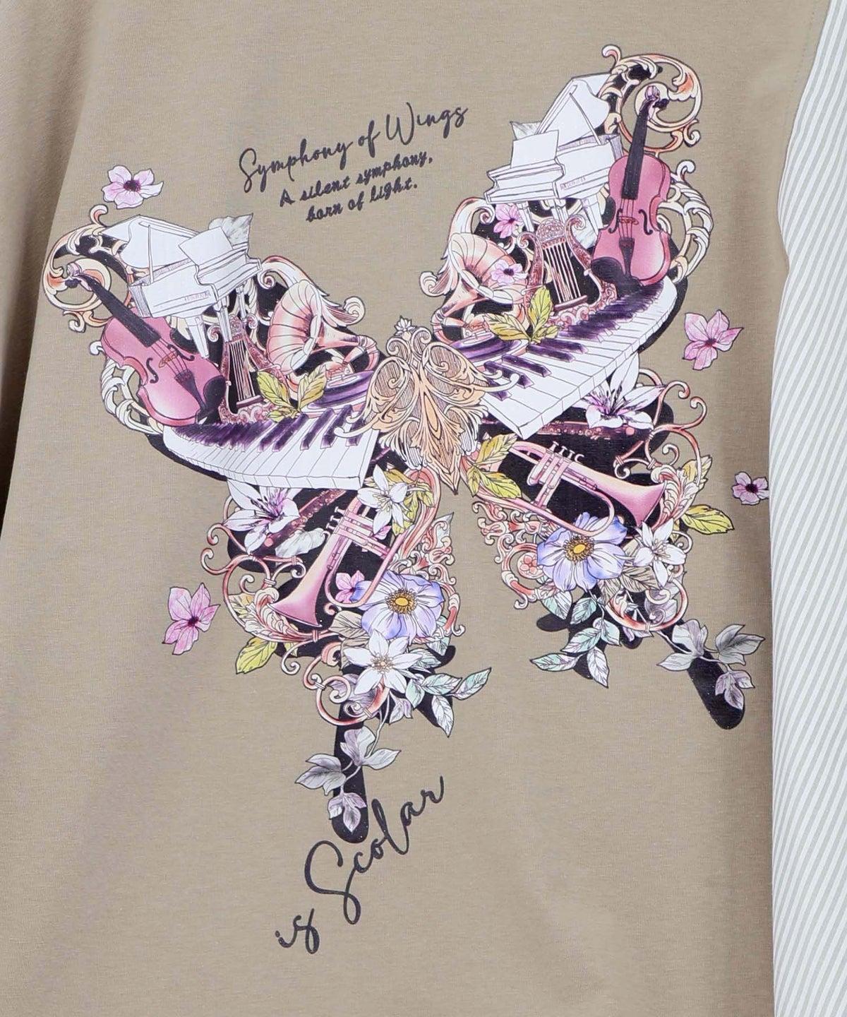 ラメ入りアンティーク柄アシメ異素材切替PO-19