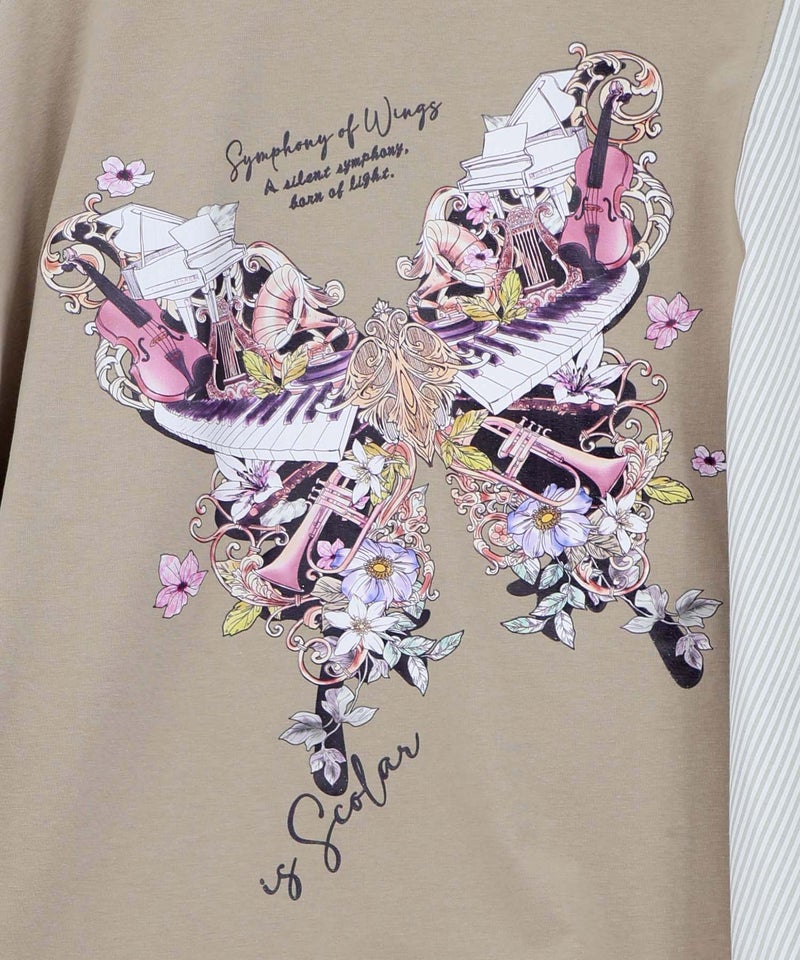 ラメ入りアンティーク柄アシメ異素材切替PO-19