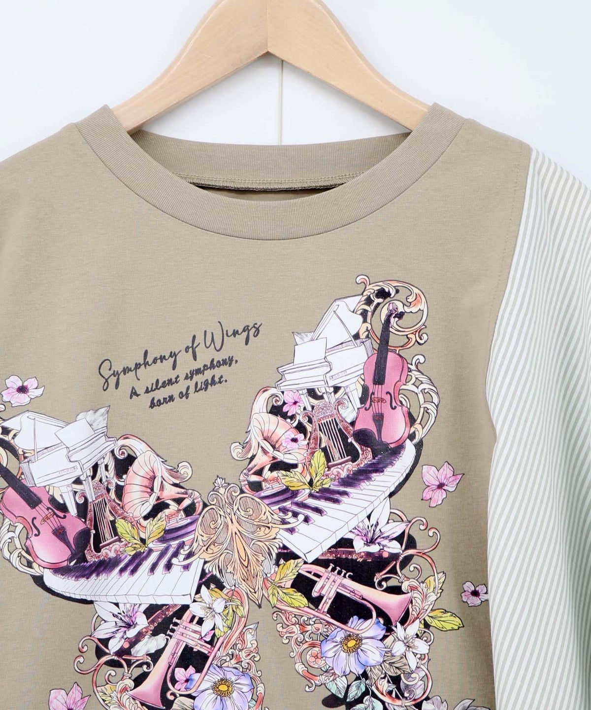 ラメ入りアンティーク柄アシメ異素材切替PO-20