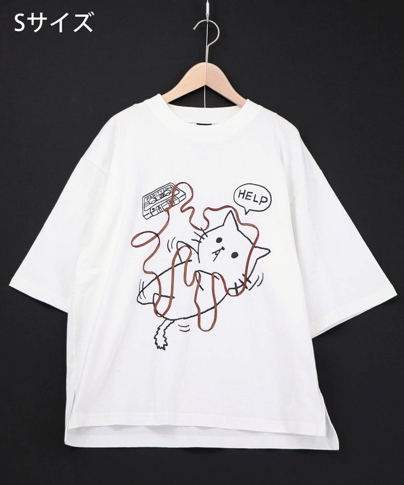 カセットテープにからまるネコTシャツ-12