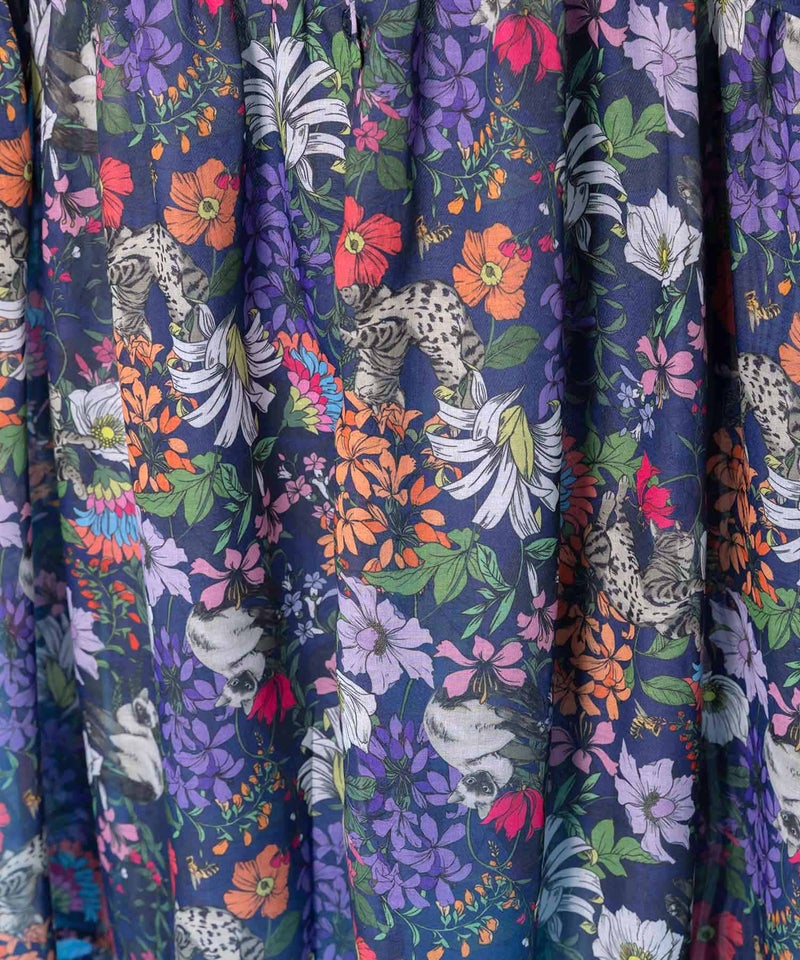 花ネコ柄シアー素材ティアードシャツワンピ-9