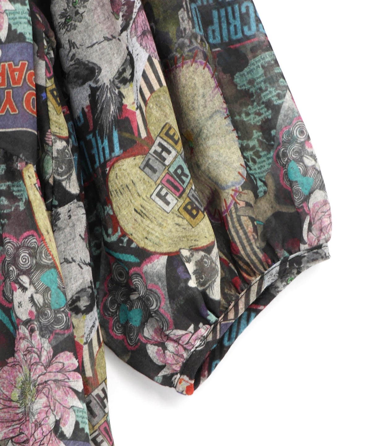 花ネコ柄シアー素材ティアードシャツワンピ-18