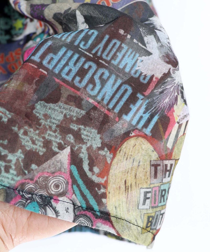 花ネコ柄シアー素材ティアードシャツワンピ-20