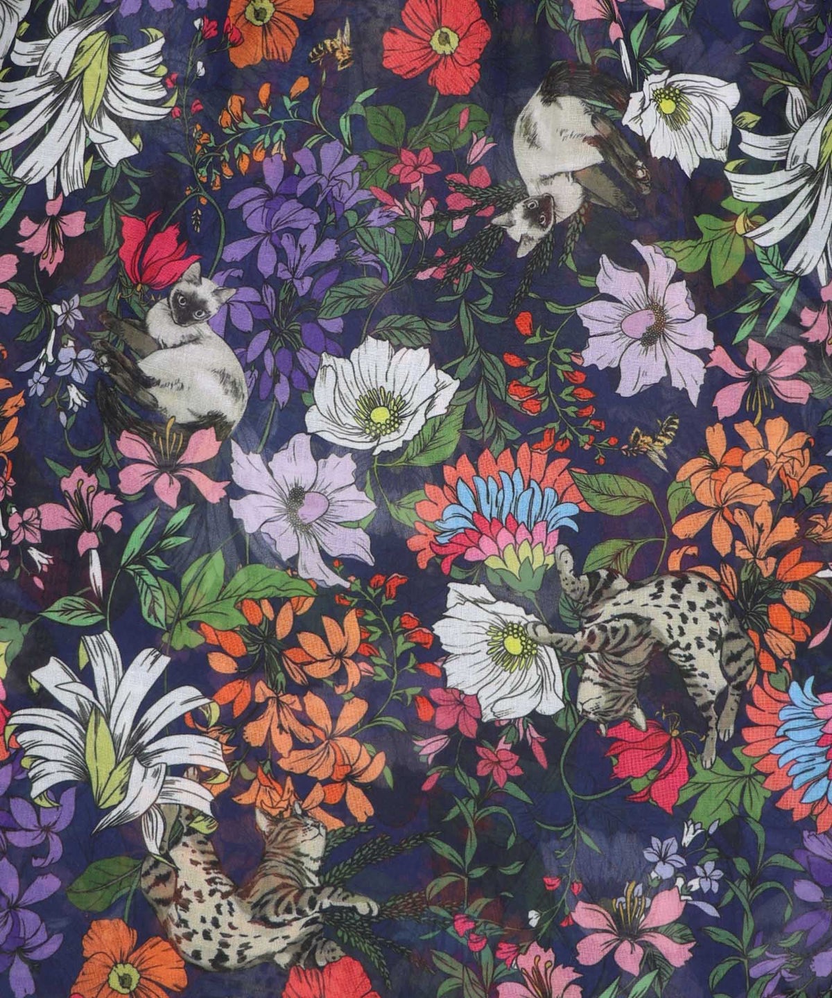 花ネコ柄シアー素材ティアードシャツワンピ-20