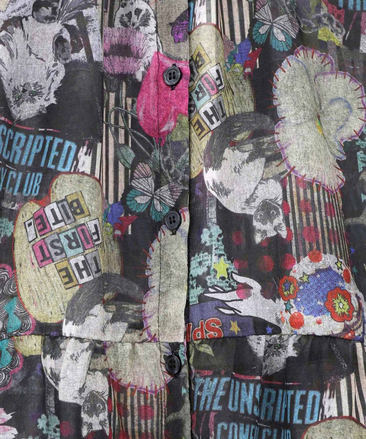 花ネコ柄シアー素材ティアードシャツワンピ-22