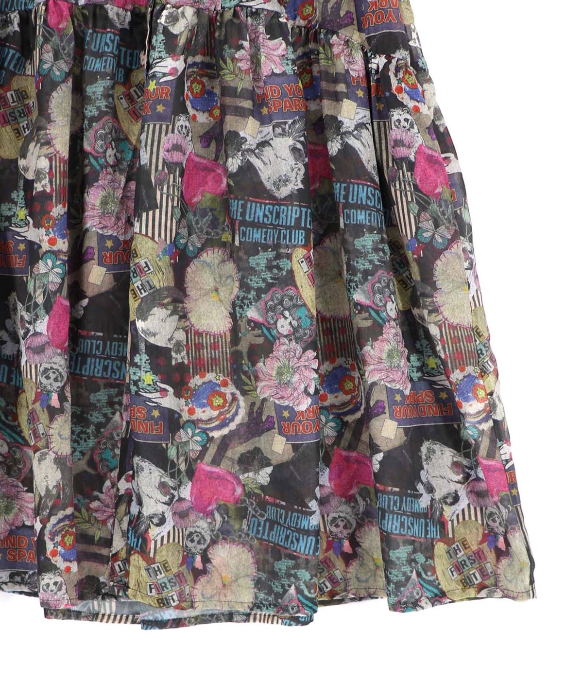 花ネコ柄シアー素材ティアードシャツワンピ-25