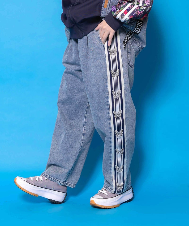 蝶ラインテープ付きデニムパンツ-1