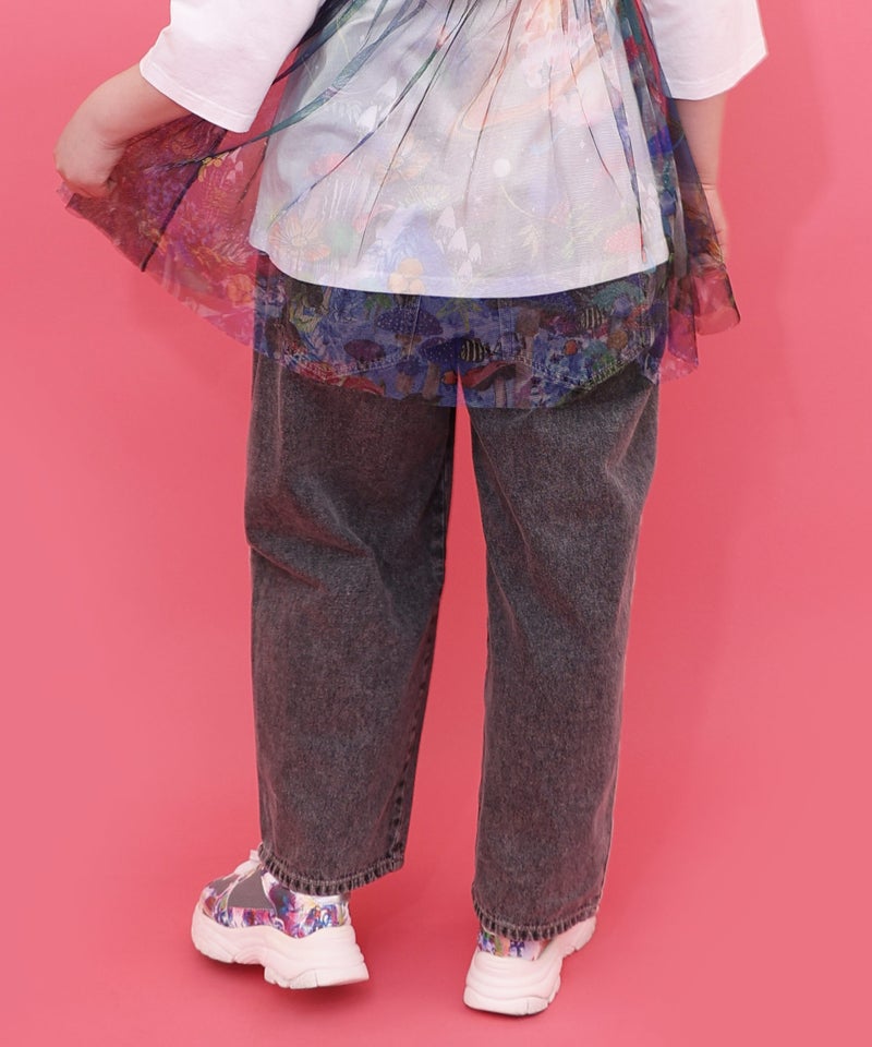 蝶ラインテープ付きデニムパンツ-4