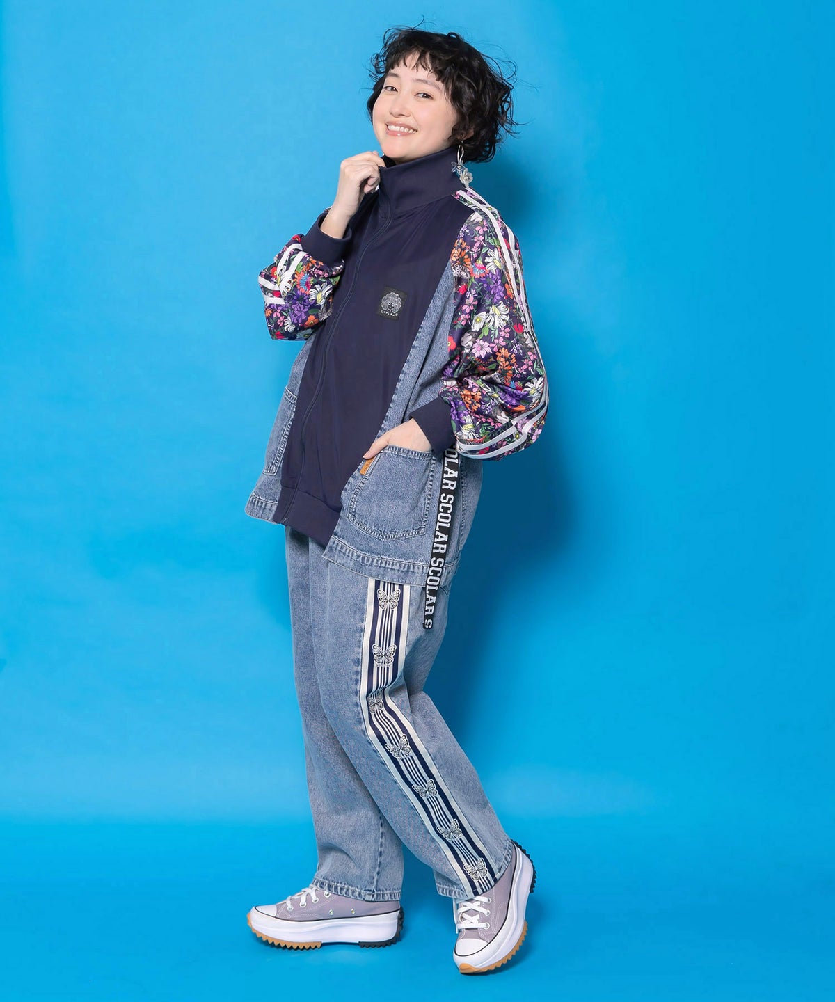 蝶ラインテープ付きデニムパンツ-7