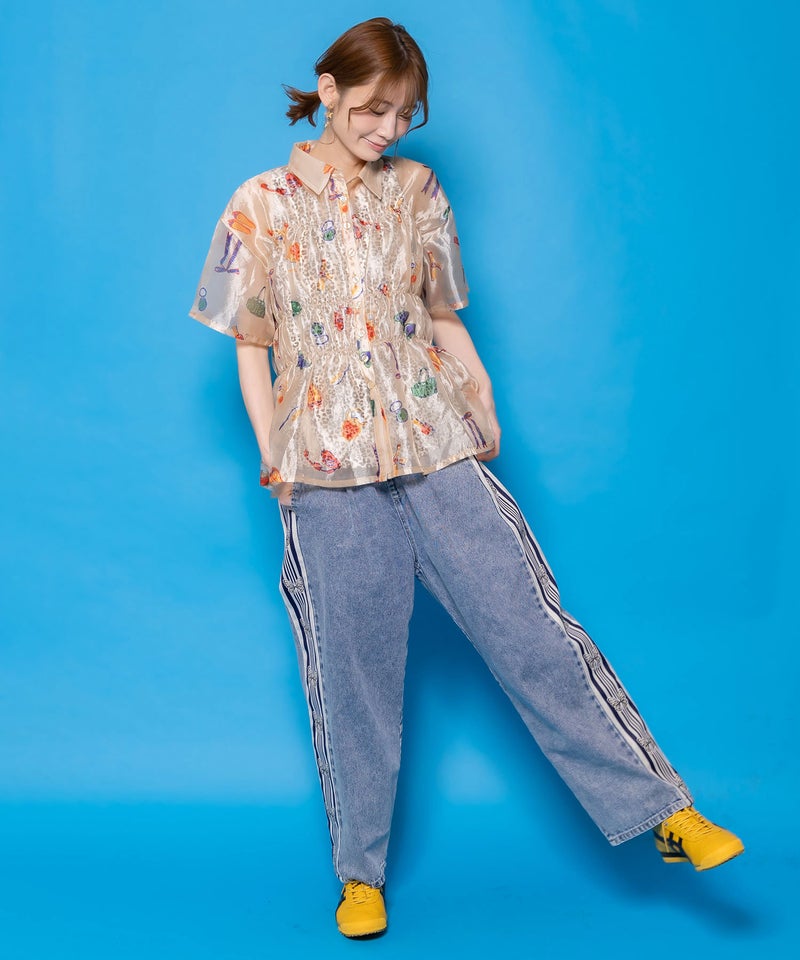 蝶ラインテープ付きデニムパンツ-11