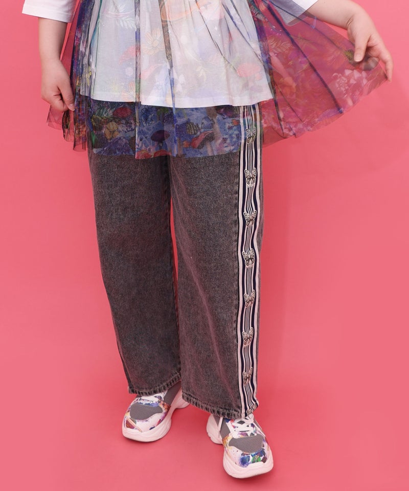 蝶ラインテープ付きデニムパンツ-12