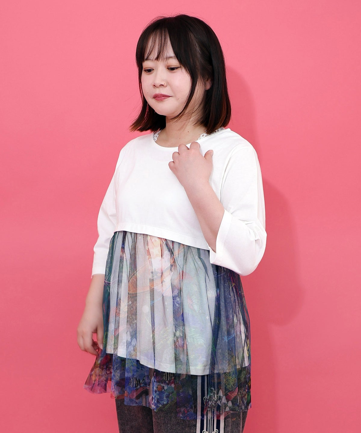 キノコの惑星柄チュール切替プルオーバー-5