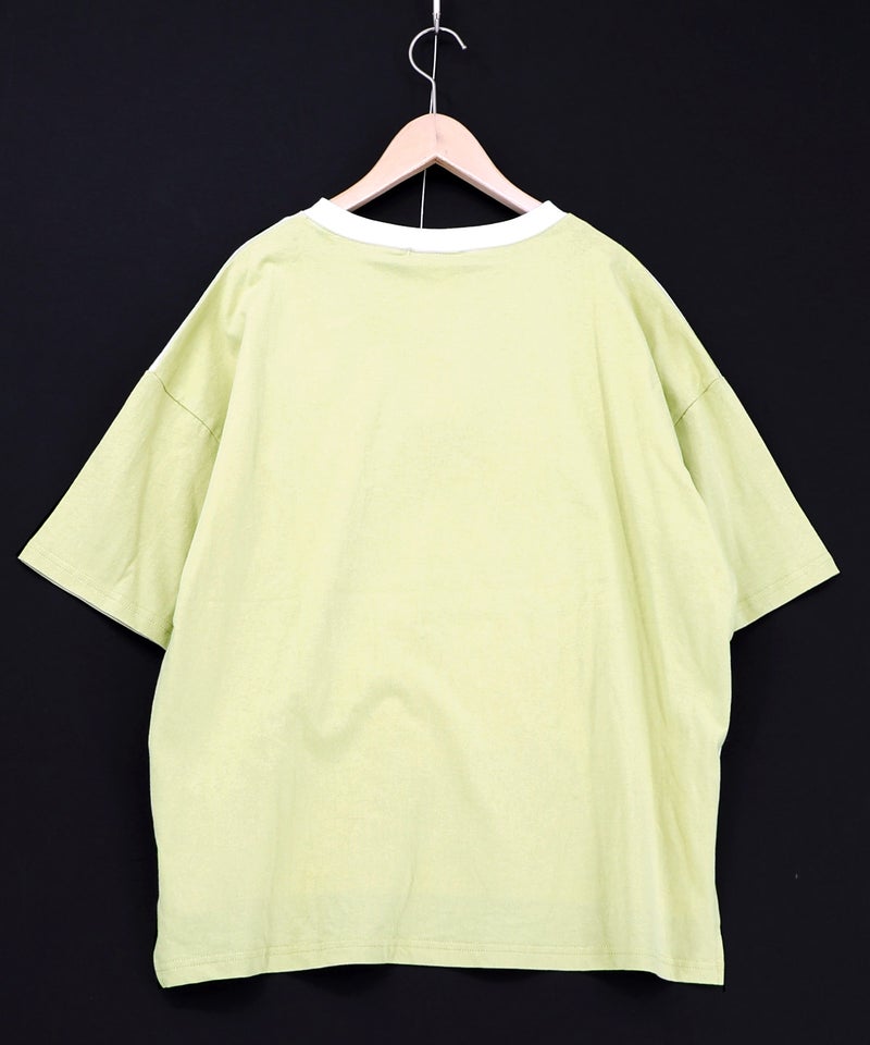 花ネコピクニック柄配色Tシャツ-11