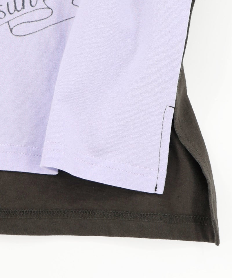 花ネコピクニック柄配色Tシャツ-22