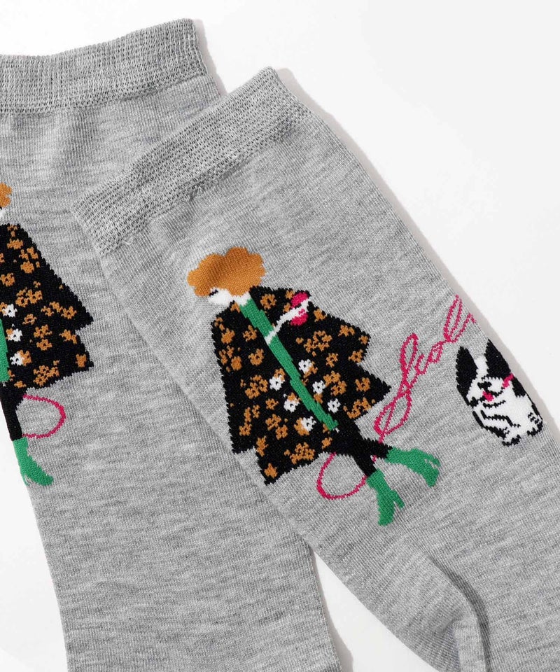 スカラー犬の散歩柄ソックス-5