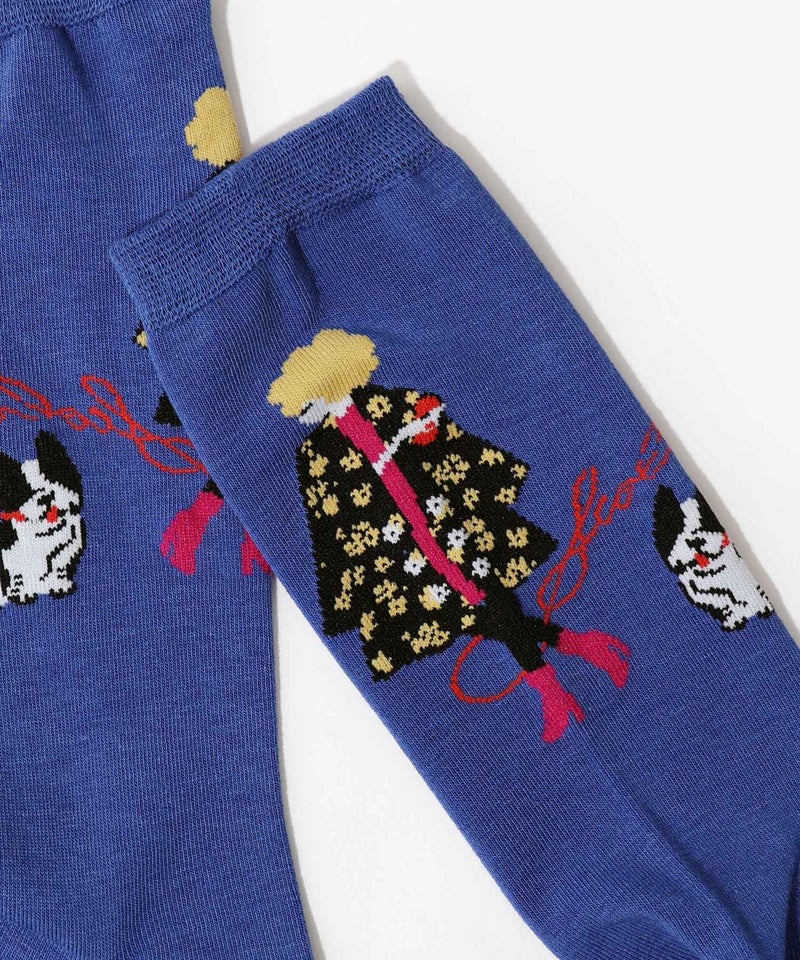 スカラー犬の散歩柄ソックス-12