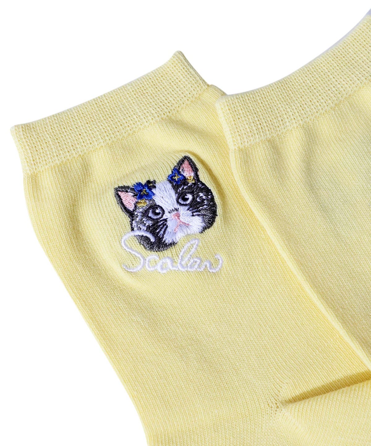 スカラーネコ柄刺繍ソックス-4