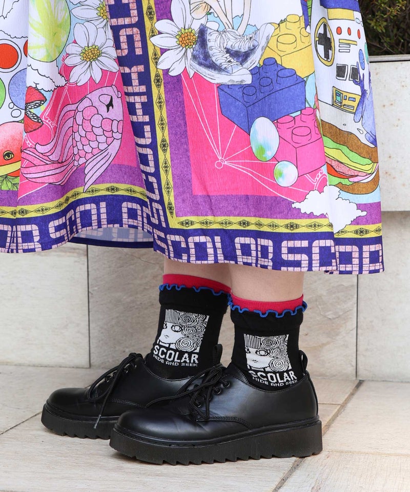 メロウフリルスカラー柄ソックス-1