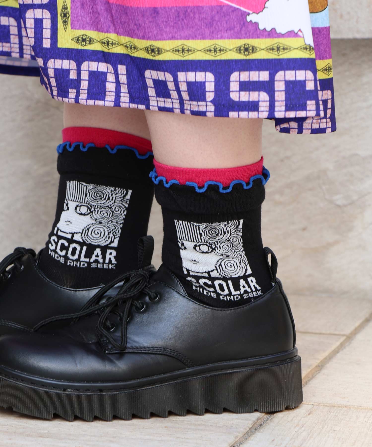a88J18804：メロウフリルスカラー柄ソックスの通販-ScoLar