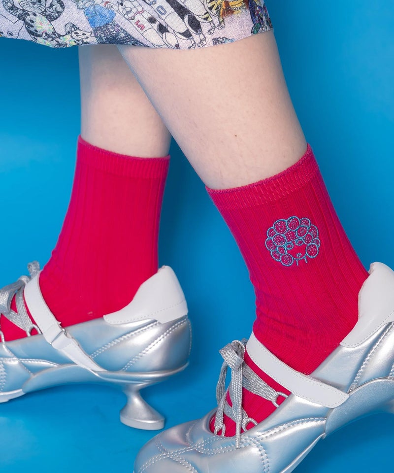 スカラー刺繍リブソックス-1