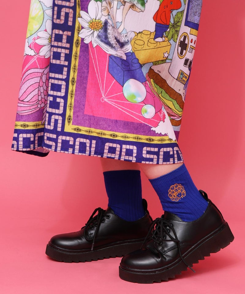 スカラー刺繍リブソックス-3